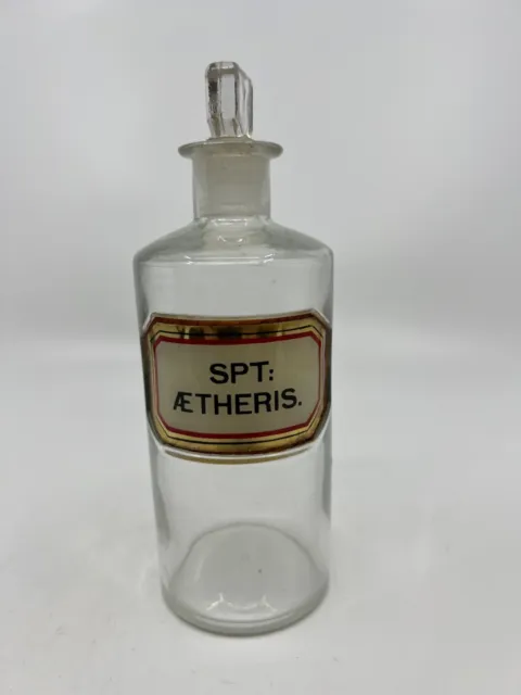 Spt Aetheris Ether Anesthesia Lug Antique Apothecary Bottle Pharmacy Medicine