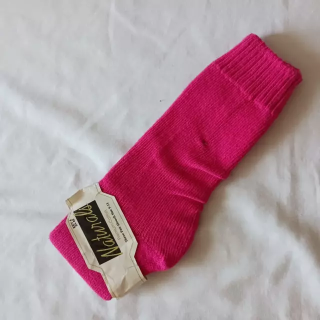 1 Pair New Vintage 80's 90's Naturals Hot Pink Slouch Socks Womens 9-11
