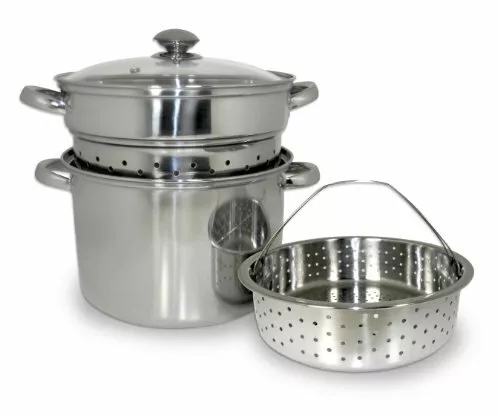 Brand New ExcelSteel 8 Qt 4 Piece Stainless Steel Pasta Multi-Cooker Stockpot