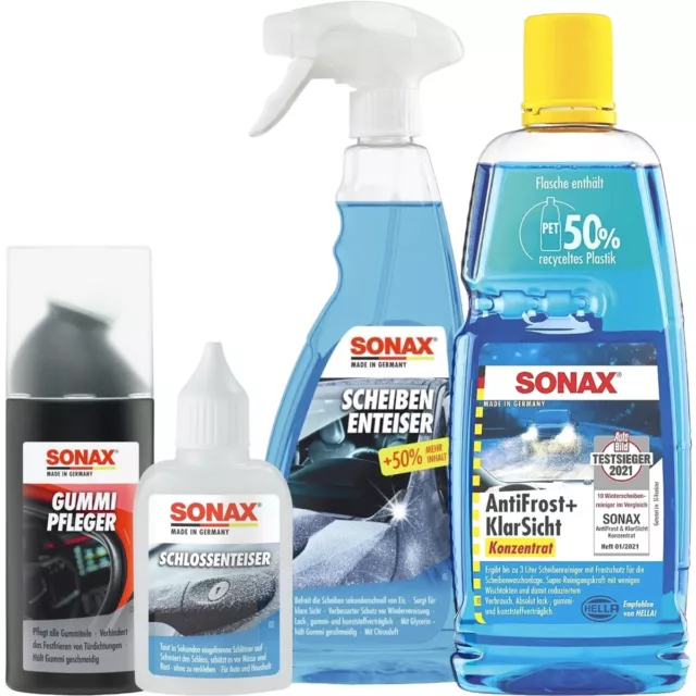 SONAX WinterFitSet XXL, 4 pezzi antigelo, sbrinamento e cura in gomma