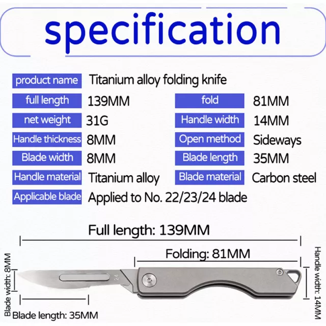 Titanlegierung Klappmesser Skalpell im Freien Notfall -Schneidentasche Messe  F1