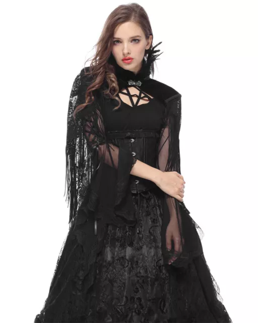 Dark In Love Gothic Cape Black Velvet Lace Shrug Shawl Steampunk VTG Victorian 3