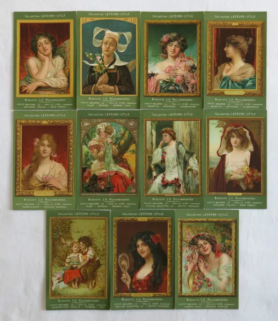 LEFEVRE UTILE, collection de 11 cartes postales,1900, BISCUITS LU, MUCHA,SUPERBE