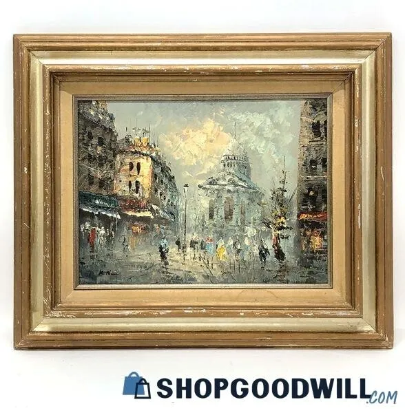 Impressionist Paris Street Scene Oil Painting Signed K. Neil