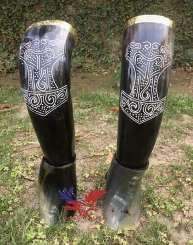 Viking Drinking Thor Hamme Horn Beer set of two horn