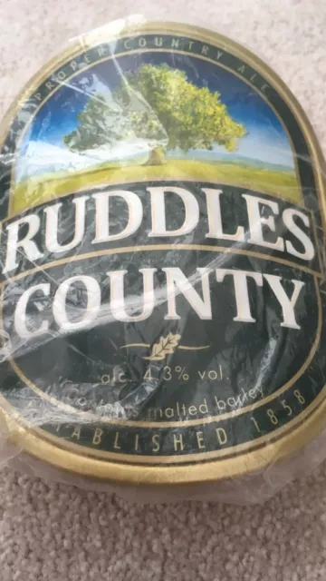 VINTAGE Ruddles County Ale Sign TRADITIONAL BEER PUMP CLIP BADGE ,FONT,new
