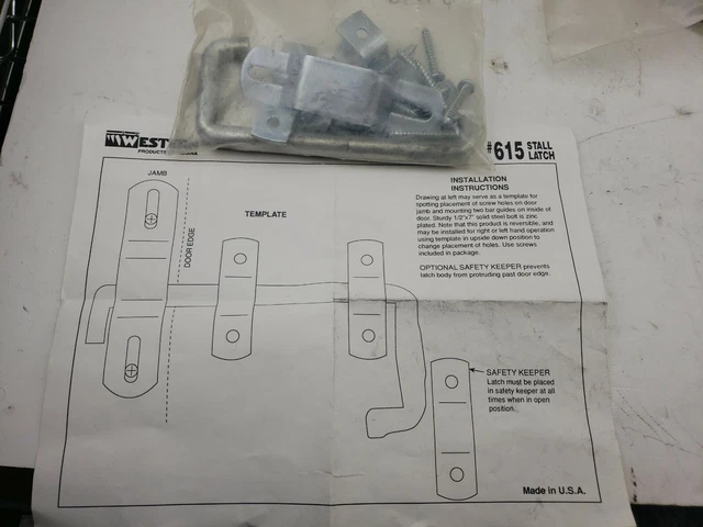 (2B1) Heavy Metal Industrial Farm STALL LATCH for Barn Door or Gate #615