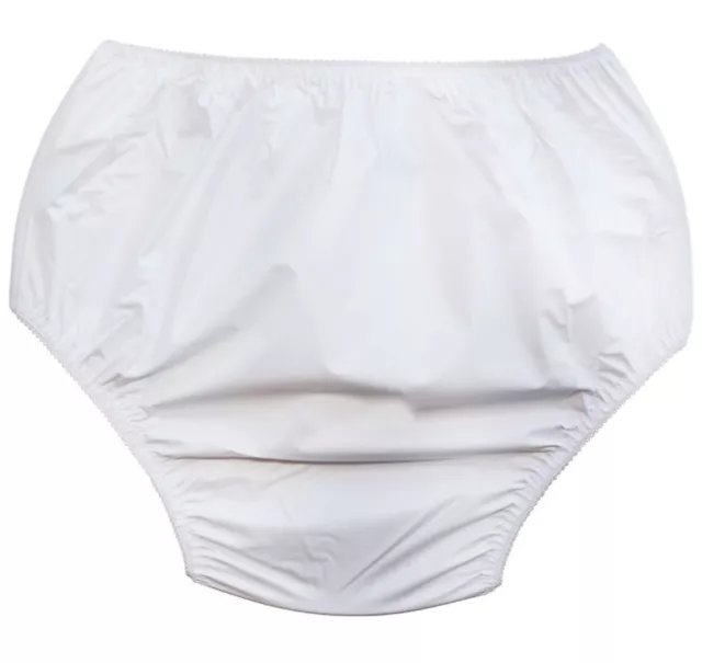 LADIES/MENS NYLON WATERPROOF Incontinence Briefs Pants Knickers White