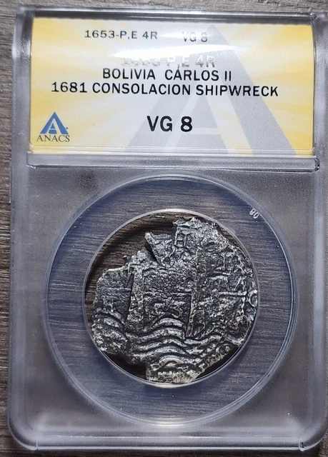 1653 Bolivia 8 Reales Consolación Shipwreck ANACS VG 8