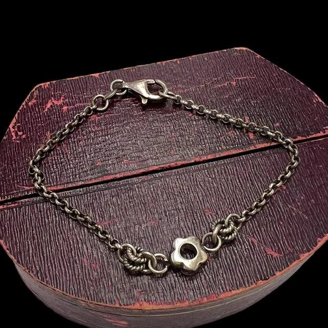 Antico Vintage Medio Secolo Argento Sterling Rolo Ciondolo Catena Bracciale 5.4g