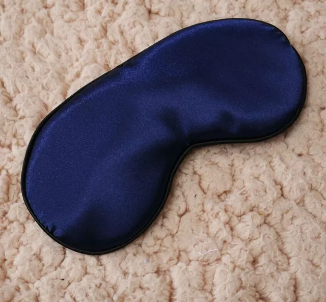 Silk Feel Satin Sleeping Eye Mask Blindfold Travel Sleep Eye Cover Eyepatch Navy