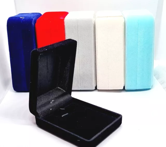 New Velvet Presentation Jewellery Gift Box - Red Black Blue Pink Grey Ivory