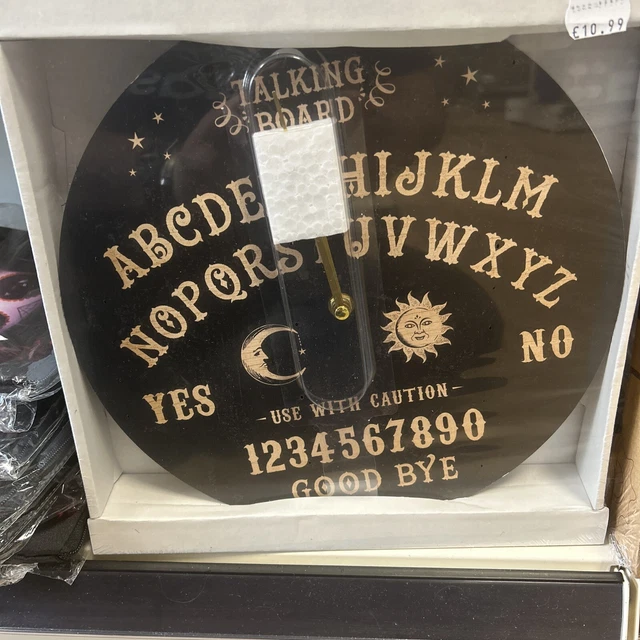 Klassische schwarze Ouija Spirit Sprechbrett Wanduhr Geist paranormal gotisches Geschenk