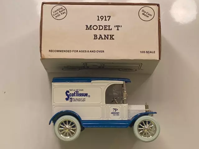 ERTL Diecast 1917 Ford Model "T" Van Bank Scot Tissue 1:25 Scale Vintage NIOB