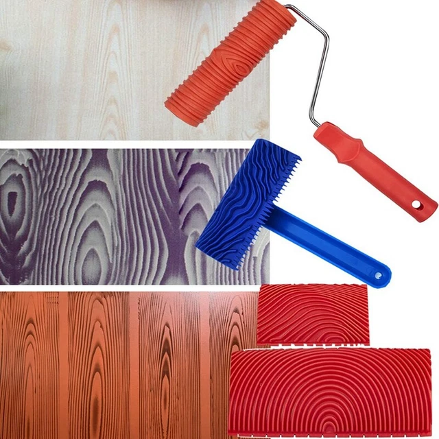 Strumenti per venature di legno, 4 pz strumenti per pittura a rullo vena di legno modello trama con C2V8