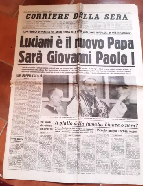 Corriere Della Sera 27 Agosto 1978 Clipping 8 Pag. Papa Luciani Giovanni Paolo I