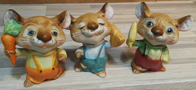 Vintage Homco Mice with Cheese and Vegetables