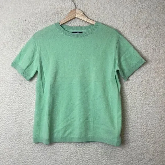 NWT Lands End Womens Cool Mint Relaxed Short Sleeve Cashmere Tee Top XS