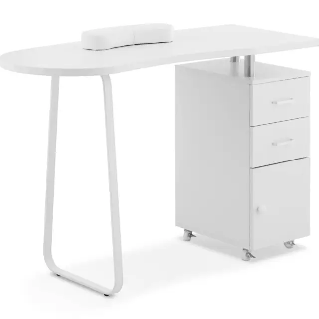 Table de manucure Table onglerie 2 tiroirs repose-mains 4 roulettes