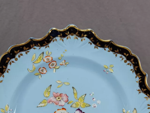 Ridgway Pattern 290 Hand Painted Floral Cobalt & Gold Blue Earthenware Plate 3