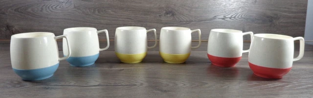 Set Of 6 Vintage Bopp-Decker Vacron Plastic Handled Mugs