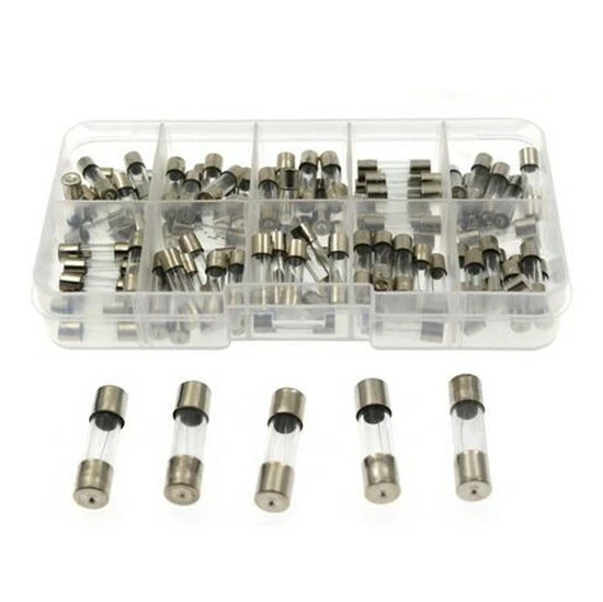 100PCS 250V 5X20mm 0.2A-20A Rapide Coup Tube en Verre Fusibles Mixte Kit Ampères