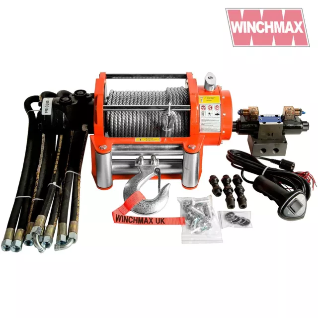 HYDRAULIC WINCH 10000 lb WINCHMAX ORIGINAL ORANGE WINCH WITH STEEL ROPE