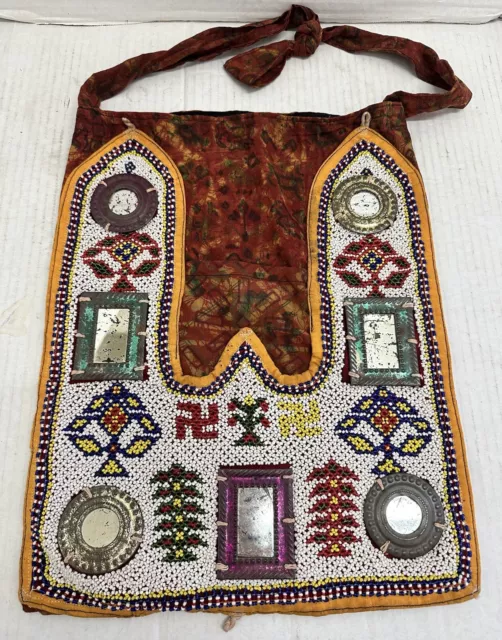 antique indian beaded  purse estate find crosses pattern Emblem