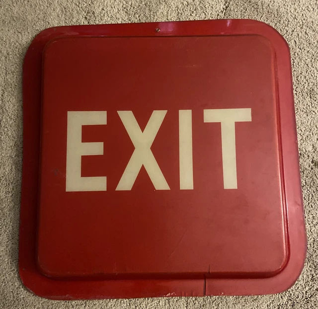 VINTAGE RAISED EXIT Sign Red Square. White Letters 17.5” X 17.5 $45.00