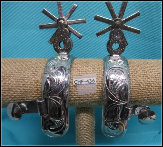 BIG Hand FORGED Hand Engraved Mexican Spurs in Excellent Condition