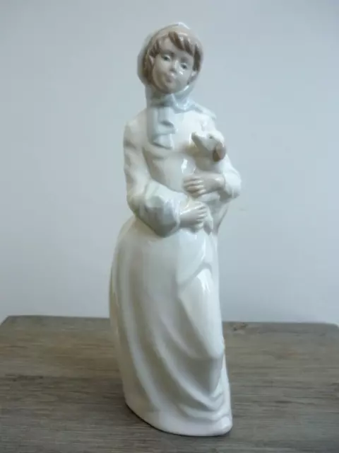 Vintage DIANA Porcelain Lady With Dog Figurine Ornament Handmade in Spain RARE