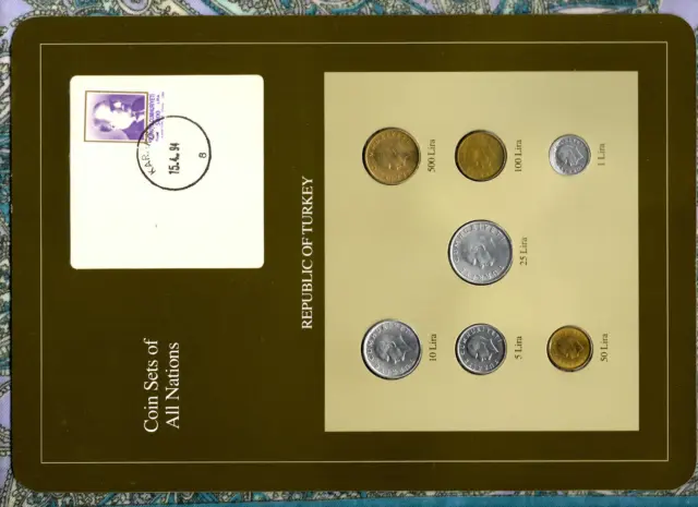 Coin Sets of All Nations Turkey 1986-1989 UNC 10,25 Lira 1988 5 Lira 1987