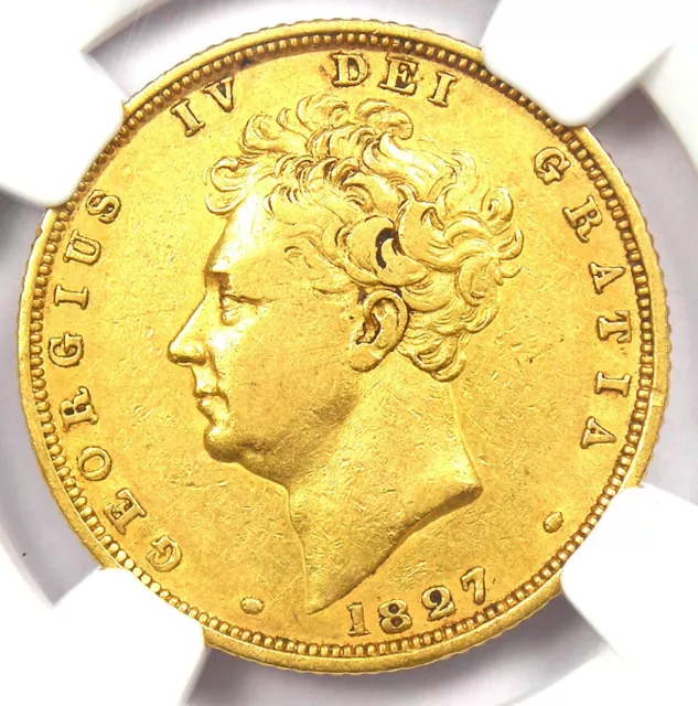 1827 Gold Britain England George IV Gold Sovereign UK Coin 1S - NGC XF45 (EF45)