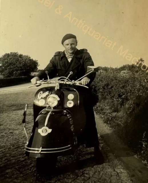 orig. Foto Goggo Roller Motorrad Oldtimer um 1950