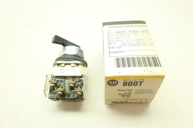 Allen Bradley 800T-H17A 2 Pos Selector Switch