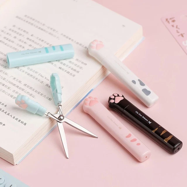 Kawaii Girl Gift Cat Paw Scissors Folding Design Hand Scissors Stainless Steel
