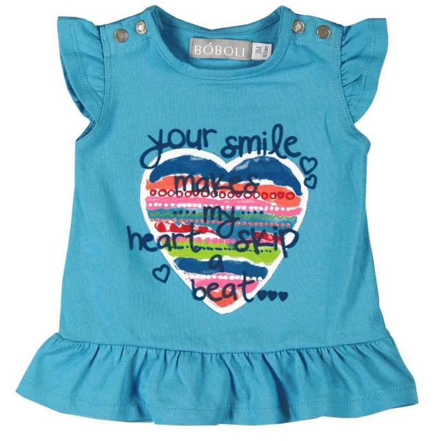 T-Shirt Cuore Blu Turchese per Ragazza Tgl 80 Di Boboli