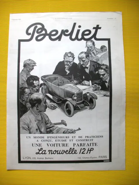 Publicite De Presse Berliet 12 Hp Voiture Parfaite Ingenieurs Praticiens Ad 1925