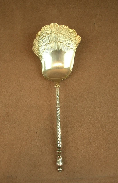 Belle Cuillere Pelle A Glace Ancienne Argent Massif Et Vermeil Poinçon Minerve