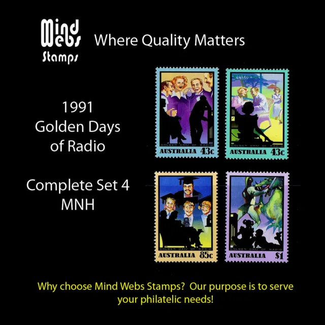 Australian Decimal Stamps 1991 Golden Days of Radio, Complete Set 4, MNH