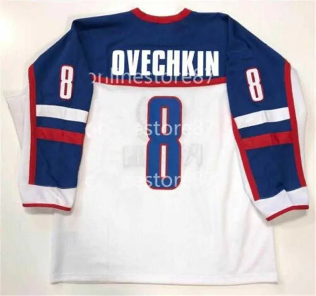 Throwback Alex Ovechkin #8 Team Russia CCCP Hockey Jerseys All Sewn Custom Names