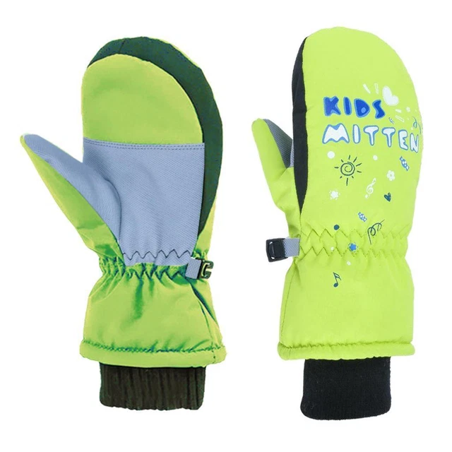 Kids Winter Thermal Gloves Warm Waterproof Mittens Ski Snow Green XS