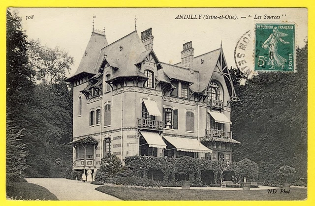 Merveilleuse cpa 95 - ANDILLY (Val d'oise) VILLA CHÂTEAU " Les Sources " MAIRIE