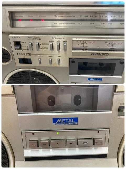 VINTAGE HITACHI TRK-8600RM PERDiSCO Boombox Cassette Radio Tested
