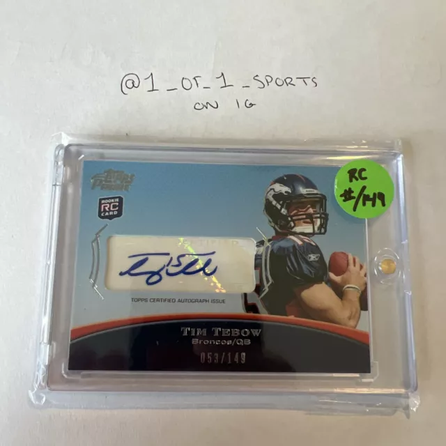 TIM TEBOW 2010 TOPPS PRIME AUTO ROOKIE 053/149 Florida Gators 🐊 TIM TEBOW 2010 TOPPS PRIME AUTO ROOKIE 053/149 Florida Gators 🐊