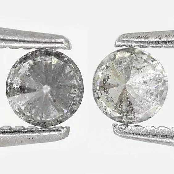 Mini Naturel Diamant Paire 2 MM Sel Et Poivre Couleur Rond Plein Diamant