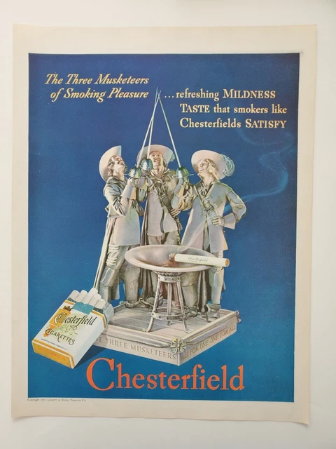 Chesterfield Cigarettes Ad 1937 Three Musketeers Vintage Magazine Print ...