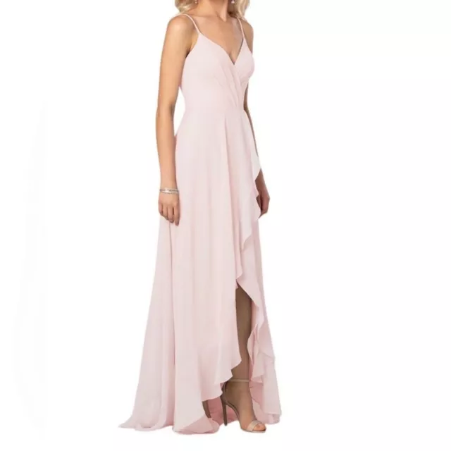 Sorella Vita 9290 Bridesmaid Dress Light Pink Ruffle Front Formal Size 10