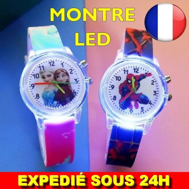 ✅ Montre LED Spiderman Reine Des Neiges Lumière Garçon Fille Enfant Idée Cadeau