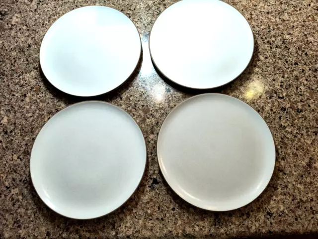 Edith Heath Ceramics OPAQUE WHITE set 4 Coupe Shape DINNER PLATES 10 3/4" MCM